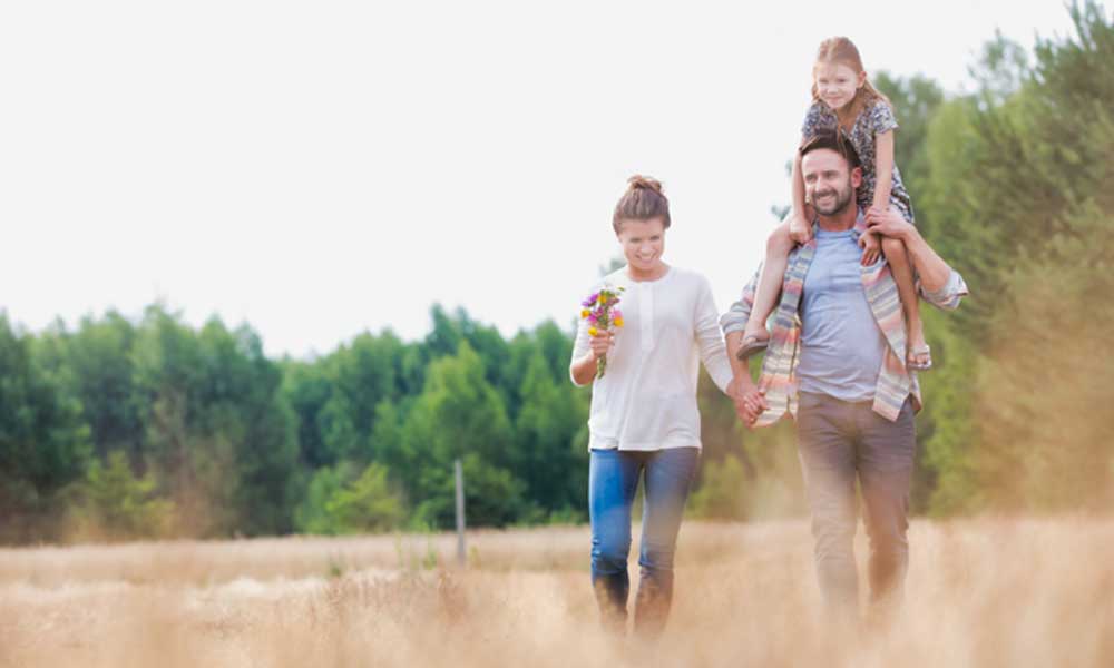 A family walks through an rv park near austin tx